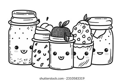 Vector Illustration, Set Illustration of Fruit Jam Character