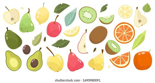 Vector illustration set of fruits.