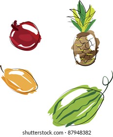 Vector illustration - set of fruits