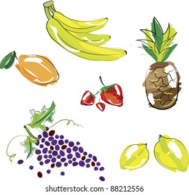 Vector illustration - set of fruits