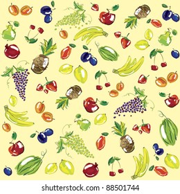 Vector illustration - set of fruits. Background