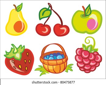 Vector illustration - set of fruits and berries icons