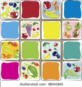 Vector illustration - set of fruits. Design for kitchen