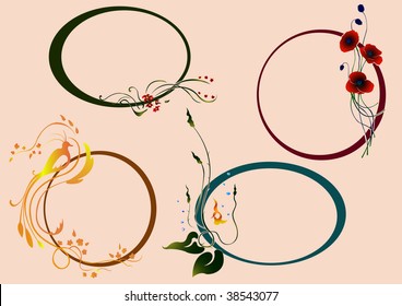 Vector illustration set of funky Abstract floral border