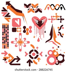 A vector illustration set of funky, edgy design elements or shapes, great as logo starters.