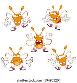 Vector Illustration of a set of Funny Clothes Moth . Cartoon Character
