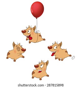 Vector illustration of a set funny dogs. Cartoon 