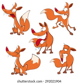 Vector illustration of a set funny foxes. Cartoon 