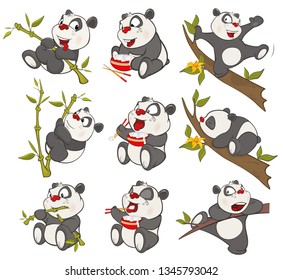 Vector Illustration of a set of Funny Panda Bear. Cartoon Character