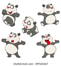 Vector Illustration of a set of Funny Panda Bear. Cartoon Character