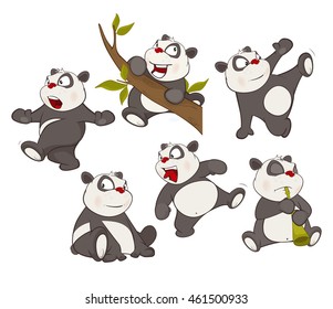 Vector Illustration of a set of Funny Panda Bear. Cartoon Character