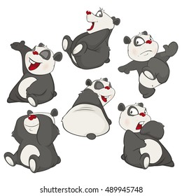 Vector Illustration of a set of Funny Panda Bear. Cartoon Character