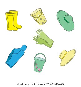 vector illustration set of garden clothes