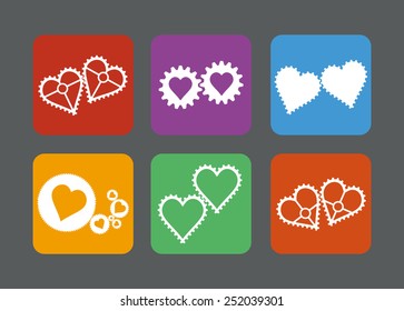Vector illustration - set of gears style heart icons