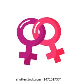 Vector illustration set of gender symbols. Icons of  lesbian. Symbols of gay and lesbian. Gender relationships. Stickers with contour