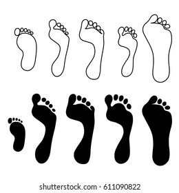 Vector illustration set generation hand foot prints isolated on white background. Created in Adobe Illustrator