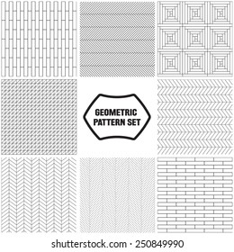 Vector Illustration of Set of Geometric Seamless Pattern for Design, Website, Background, Banner. Element for Wallpaper or Textile. Black and White Retro Texture Template
