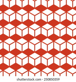 Vector Illustration of Set of Geometric Seamless Pattern for Design, Website, Background, Banner. Element for Wallpaper or Textile. Isometric Red Color Texture Template