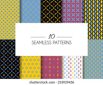 Vector illustration of  Set of geometric seamless patterns