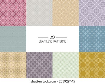 Vector illustration of  Set of geometric seamless patterns