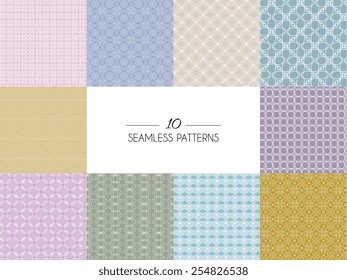 Vector illustration of  Set of geometric seamless patterns