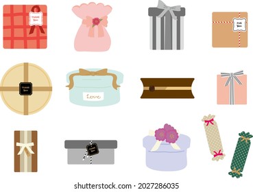 Vector illustration set of a gift box