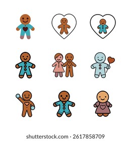 a vector illustration of a set of Gingerbread icons