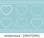 Vector illustration set of girly heart frames. frills, lace, ribbons