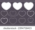 Vector illustration set of girly heart frames. frills, lace, ribbons