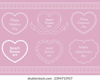 Vector illustration set of girly heart frames. frills, lace, ribbons