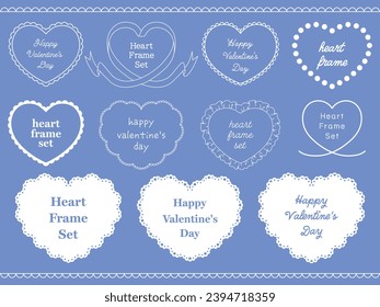 Vector illustration set of girly heart frames. frills, lace, ribbons