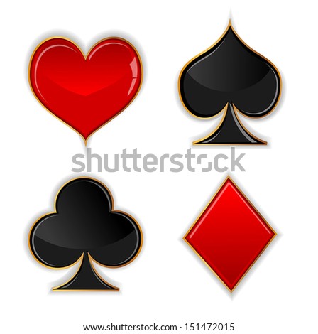 Vector illustration set  glass symbols of poker cards
