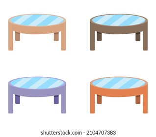 Vector illustration set of a glass table in the living room, for home furnishings advertising