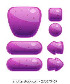 Vector Illustration of a Set of Glossy Buttons with Bubbles for Web or Game Design