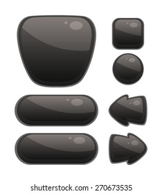 Vector Illustration of a Set of Glossy Buttons with Bubbles for Web or Game Design