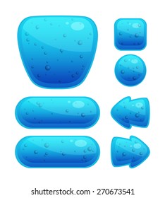 Vector Illustration of a Set of Glossy Buttons with Bubbles for Web or Game Design