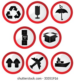Vector illustration set of glossy shipping signs