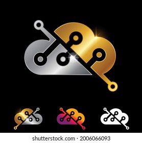 Un conjunto de ilustraciones vectoriales de oro y nube de plata