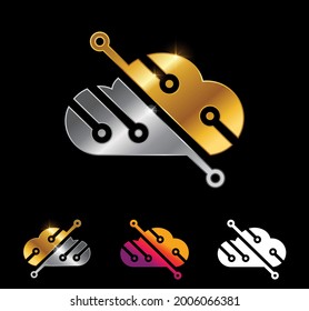 Un conjunto de ilustraciones vectoriales de oro y nube de plata