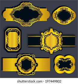 Vector illustration set of gold vintage labels 
