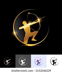 A vector illustration set of Golden Archer Logo Sign