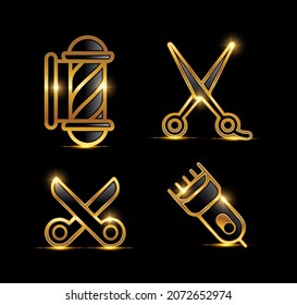 A vector Illustration set of Golden Barber Shop Icon