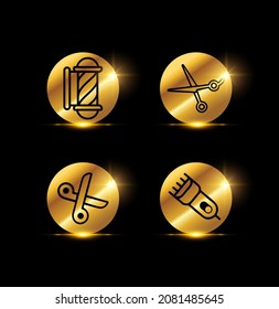 A vector Illustration set of Golden Barber Icon Sign