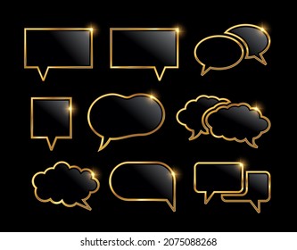 Un conjunto de imágenes vectoriales de un icono de chat de burbuja dorada