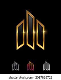 A vector illustration set of Golden Business Finance Premium Company Logo and Sign in black background for luxury and royal Business Finance Premium Company Logo and Sign