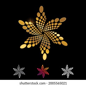 Un conjunto de ilustraciones vectoriales del círculo dorado y el signo vectorial de puntos espirales