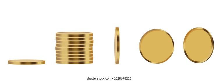 Vector Illustration of A set of golden coin on white background