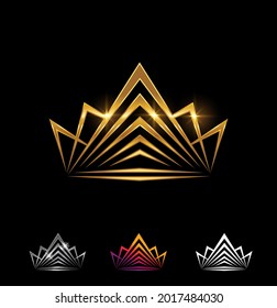 Un conjunto de ilustraciones vectoriales de la corona de oro