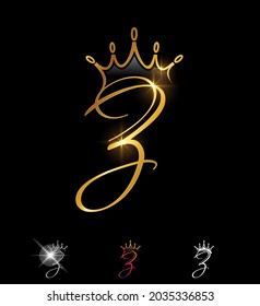 A Vector illustration set of Golden Crown Monogram Initial Letter Z