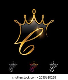 Un vector conjunto de ilustraciones Monograma de la Corona de Oro Letra inicial C